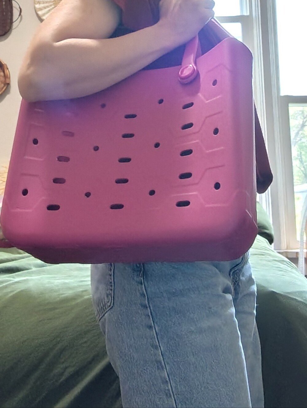 Hot Pink Women's Beach Utility Tote Bag - Picture 8 of 8